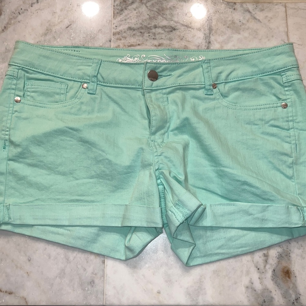 Mint Green Express Denim Shorts